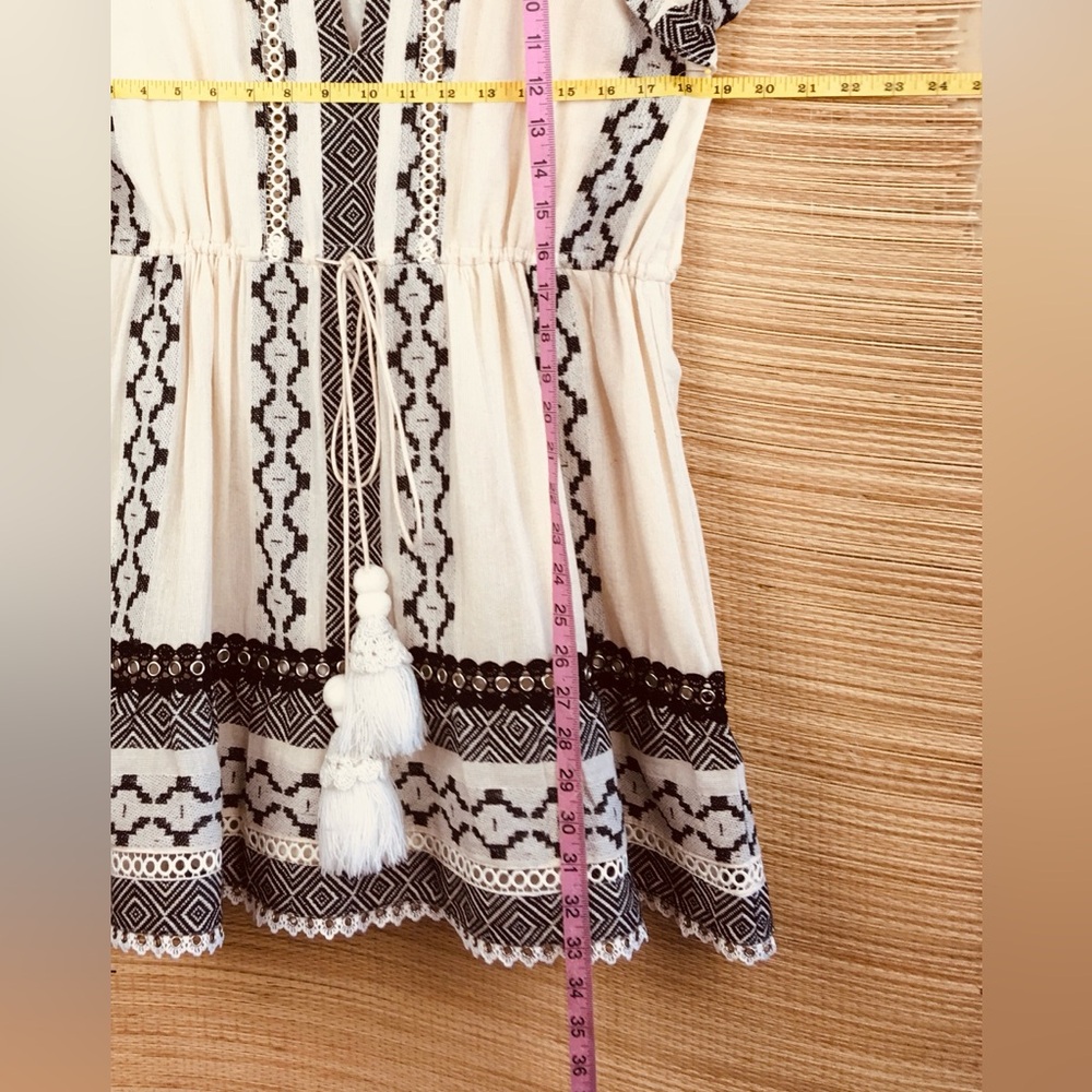 Hemant & Nandita Moira Boho Short Dress In Natural / Black Size M - Picture 14 of 14
